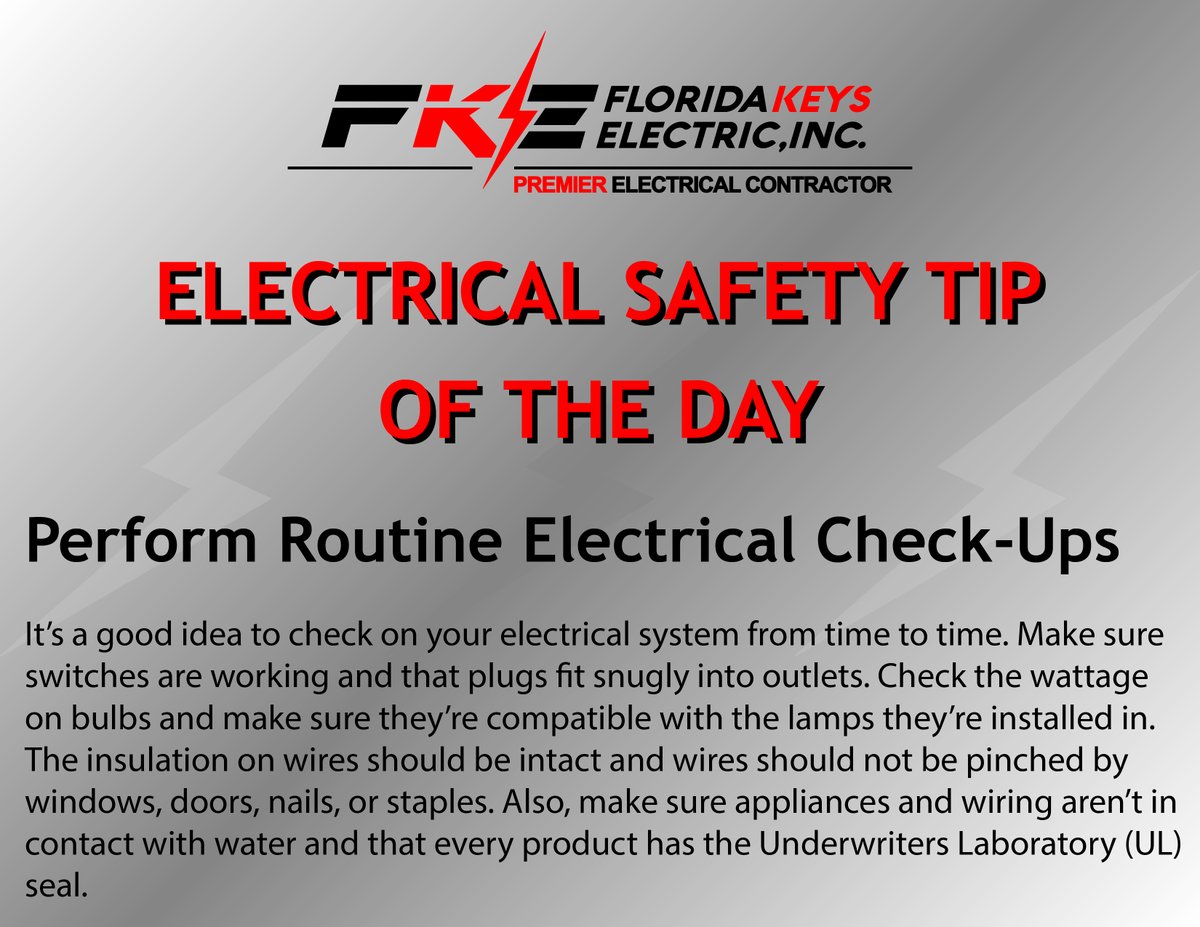 FKElectricInc's tweet image. Don't let electrical issues catch you off guard. Keep your home safe by performing regular electrical check ups! #ElectricalSafetyTip #HomeSafety #RoutineCheckUps 🏠⚡💡