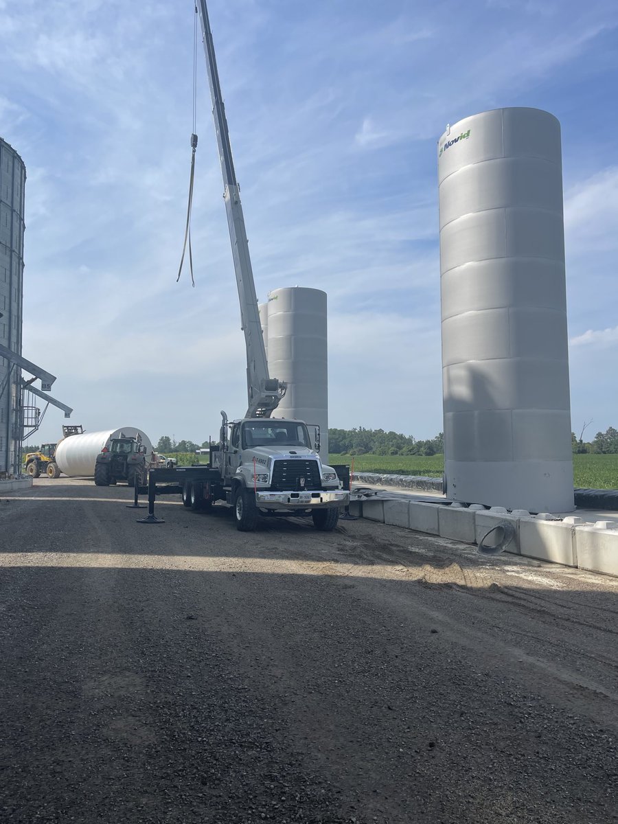 Snyds2321's tweet photo. Setting the first 7 Novid Stainless tanks today at Burma Acres Inc, Watford Ontario https://t.co/imWQXKEVN4
