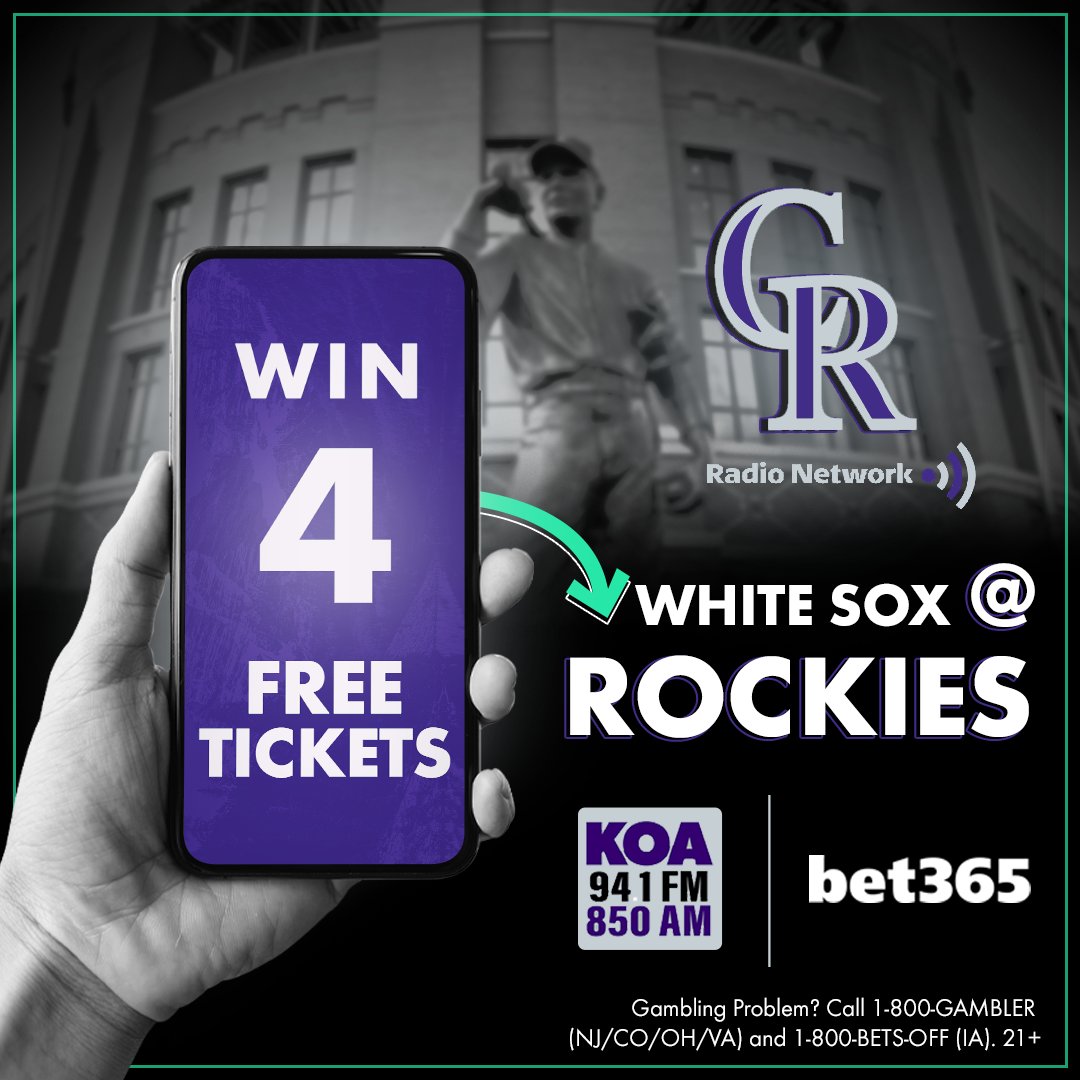 KOAColorado's tweet photo. 🚨Calling All Rockies Fans🚨

Win 4 tickets to a Rockies vs White Sox game ⚾️🎉

All you need to do is:

1⃣Follow us and @bet365_us 
2⃣RT this tweet
3⃣Comment #sweepstakesentry https://t.co/RRQei2jjjg
