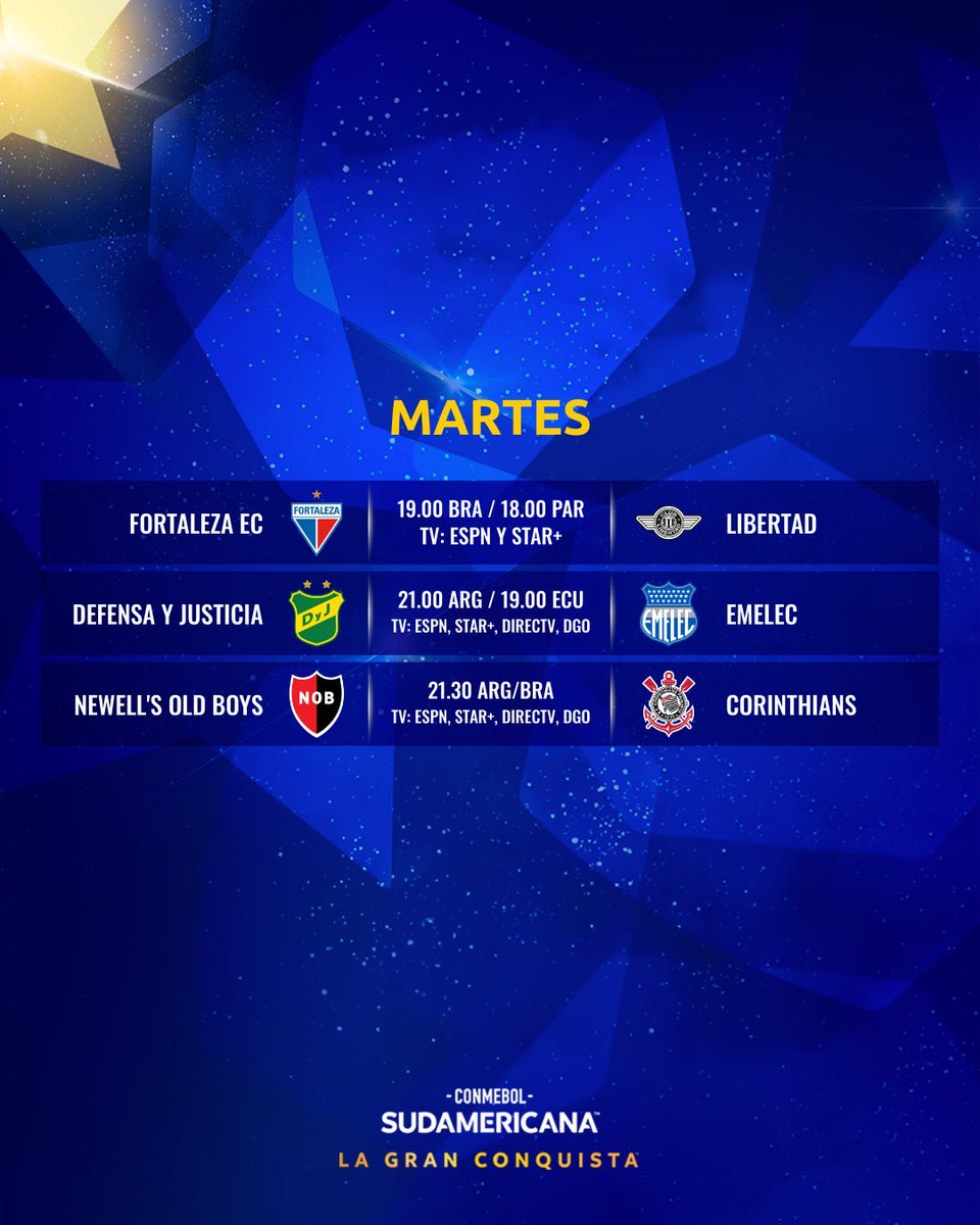 CalcioArg's tweet photo. Ritorno Ottavi 🔥
🏆 #Libertadores (📺 MolaTv)
🇧🇷 Flu 🆚 #Argentinos🇦🇷
⏰ 00:00
🚩 And. 1-1
🇧🇷Inter 🆚 #River🇦🇷
⏰ 02:00
🚩 And. 1-2
—-
🏆 #Sudamericana (📺 MolaTv)
🇦🇷 #DefensaYJ 🆚 Emelec 🇪🇨
⏰ 02:00
🚩 And. 2-1
🇦🇷 #Newells 🆚 Corinthians 🇧🇷
⏰ 02:30
🚩 And. 1-2 https://t.co/9MoJe7Figo
