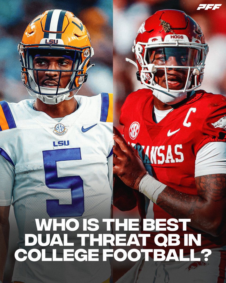 PFF_College's tweet photo. Which College QB is the best overall dual-threat?🤔 https://t.co/8SQDPHV1oc
