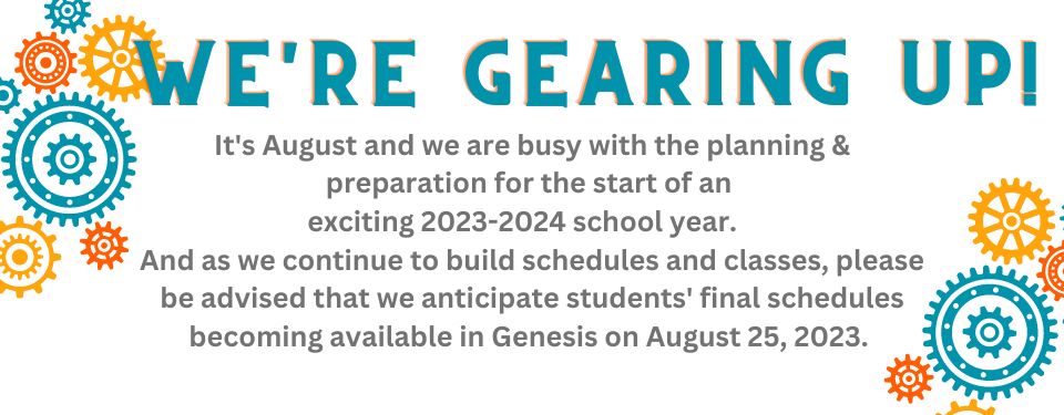 CNSchools's tweet photo. One of the most exciting moments at the start of a new school year is discovering your child's teacher(s) and classmates.  We ask for your patience as build our classes &amp; programs for the upcoming 23-24 school year.  FINAL students' schedules will be available in Genesis by 8/25. https://t.co/xc6jIEZzHM