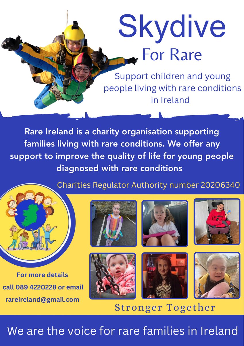 Our Rare children and adults jump through obstacles every single day. We want to show them what we will do for them and skydive from 10,000 feet in support of our rare loved ones. If you know anyone brave enough to join us please share the details below.