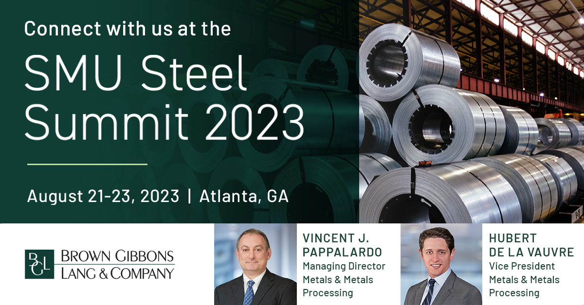 Our Metals &amp; Metals Processing team is attending <a href="/SMUSteel/">Steel Market Update</a> Summit 2023 and will be available to discuss metals industry M&amp;A trends and upcoming opportunities in the market: bit.ly/metals_metalsp… #InvestmentBanking #steelsummit #SMUSteel