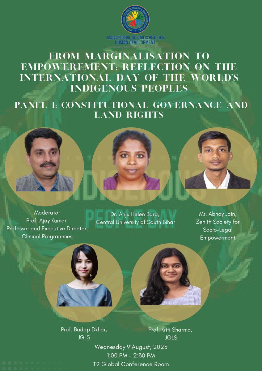 Happening tomorrow!
The conference on the international day of world's indigenous peoples. The wait is over and the venue and timings are out.
#indigenous #indiantribes #jgu