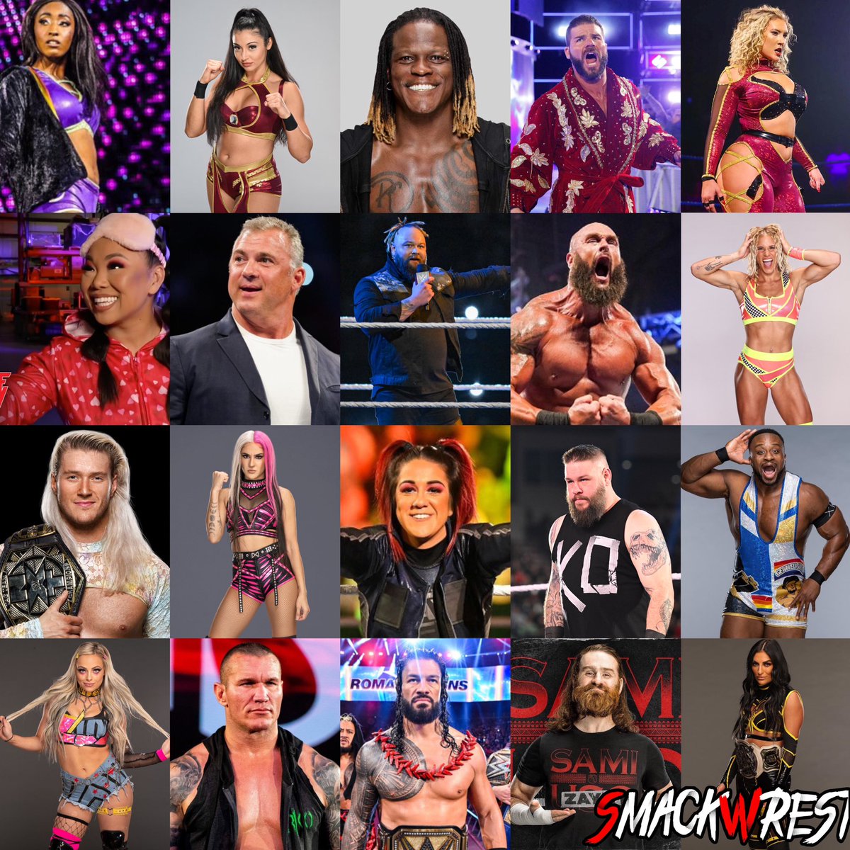 Talentos lesionados en la #WWE actualmente:

#RomanReigns, #RandyOrton, #KevinOwens, #BigE, #SamiZayn, #SonyaDeville, #LivMorgan, #Bayley, #EltonPrince, #DakotaKai, #SolRuca, #BraunStrowman, #ShaneMcMahon, #BrayWyatt, #WendyChoo, #Nikkita, #RobertRoode #Arianna, #Amari y #RTruth.