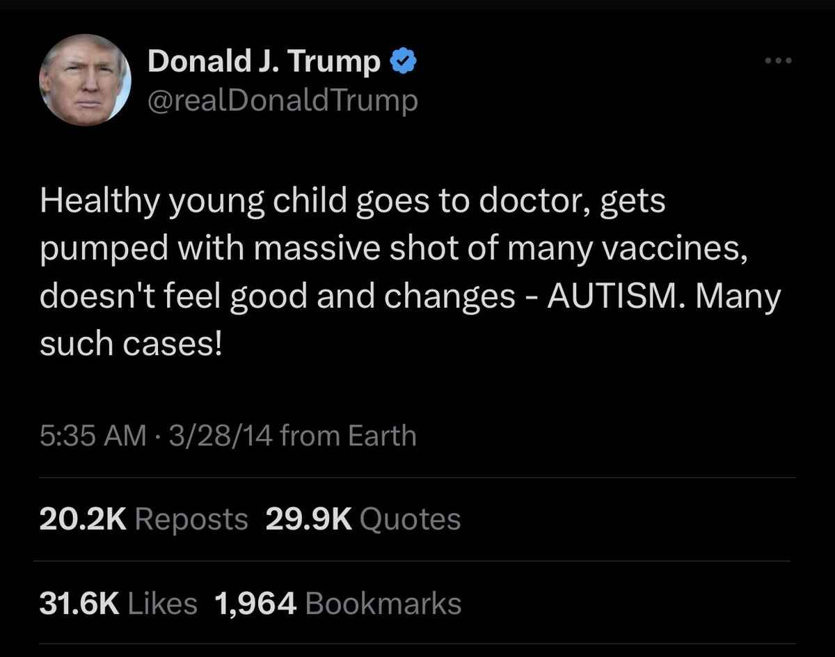 It’s Not Hard To Understand Why The Establishment (Owned By #BigPharma) Hates Donald Trump Childhood Vaccines 1983 = 10 vaccines 2013 = 32 vaccines 2022 = 74 vaccines Autism Rates 1983 = 1 in 10,000 2013 = 1 in 88 2023 = 1 in 36 (United States) 2023 = 1 in 100 (Worldwide)…