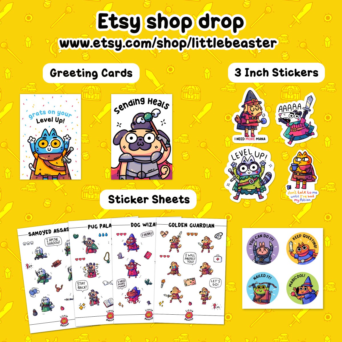 New stuff is available on my Etsy store. Check out the new greeting cards and stickers! etsy.com/shop/LittleBea…