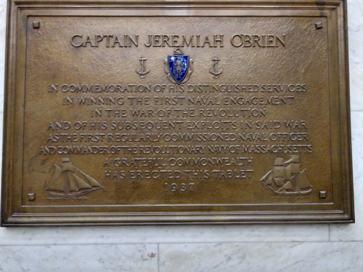 TheBostonIrish's tweet photo. In August 1775, the #Massachusetts Provincial Council commissioned Jeremiah O'Brien of #kittery #Maine to guard the #newengland coast against #British ships. A plaque to Capt. O'Brien at #MAStateHouse is along #Boston's #irishheritagetrail. @USNavy
https://t.co/azngXlDrVR https://t.co/MMv9Pt7PzB