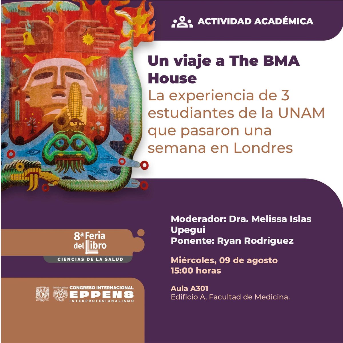 MAVI_FacMed's tweet photo. Global Intelligence Services @usgisof te invita a la conferencia: Un viaje a The BMA House. La experiencia de 3 estudiantes de la UNAM en Londres 🇬🇧

Por: Ryan Rodríguez | Customer Experience Manager de @bmj_company

➡ ¡Regístralo en tu agenda del #CongresoEppens! https://t.co/DeGdSOU8nG