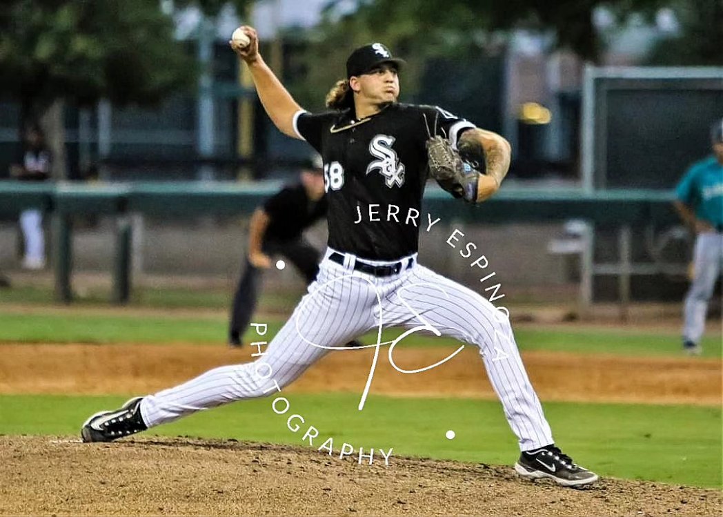 Chicago White Sox 2023 NDFA out of North Dakota State University 6'9' Carson Jacobs 8/7/23. Jacobs has struck out 4 in 2 innings of work so far in Arizona Complex League.