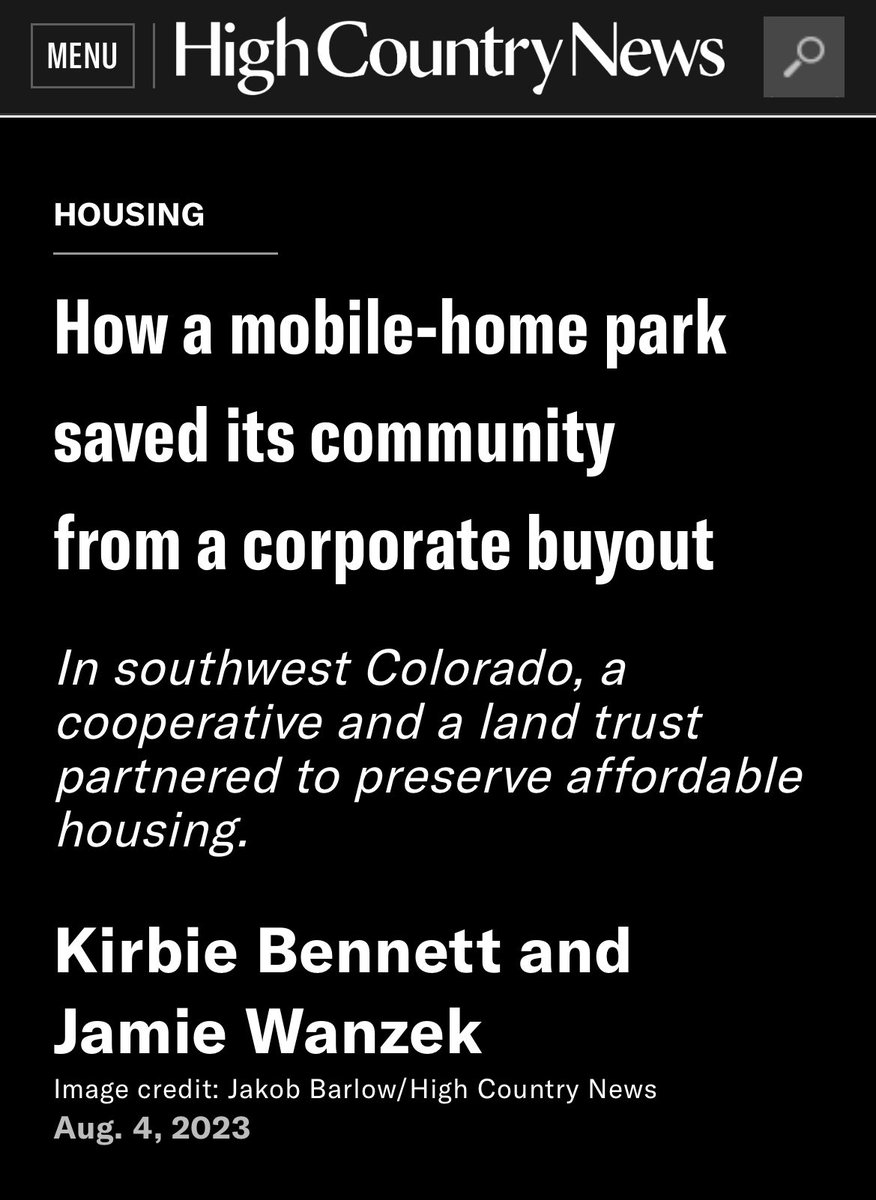 At a mobile home park in Colorado, 63 mostly Latino families were threatened w/ displacement. A corporate giant was about to take over—and likely raise rents by 50%. So the families banded together to fight back: they created a community land trust to own everything.