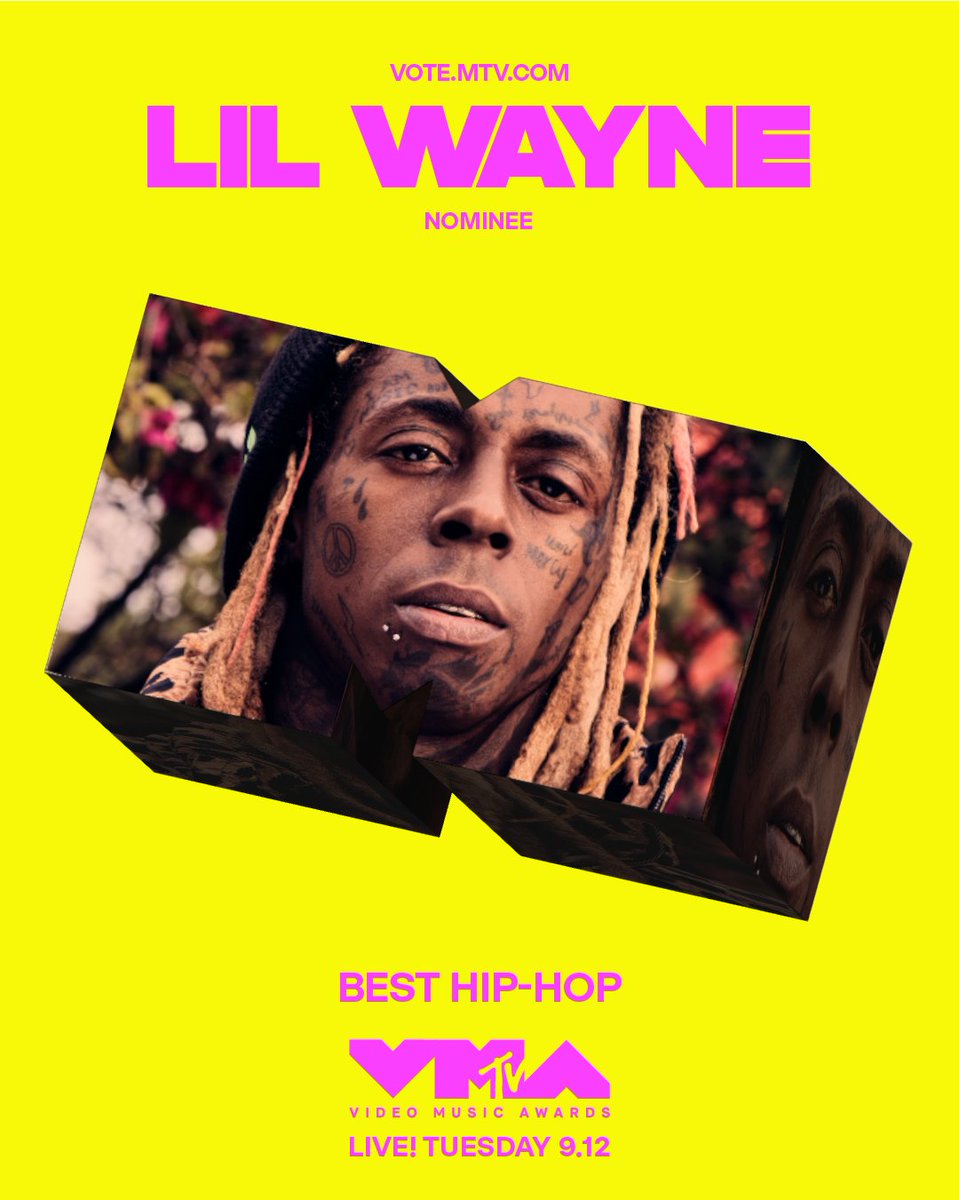 MTV's tweet photo. @LilTunechi you're #VMA nominated!!! congrats 🔥 vote now at https://t.co/hEh9YTg5A1! https://t.co/boeTHapiOz