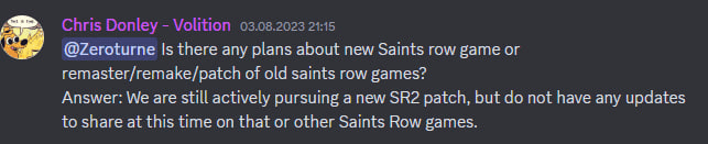 BirdLamentation's tweet photo. @poopooh15178810 @SaintsRow At least they remember about patch https://t.co/igyJw4ha8Y