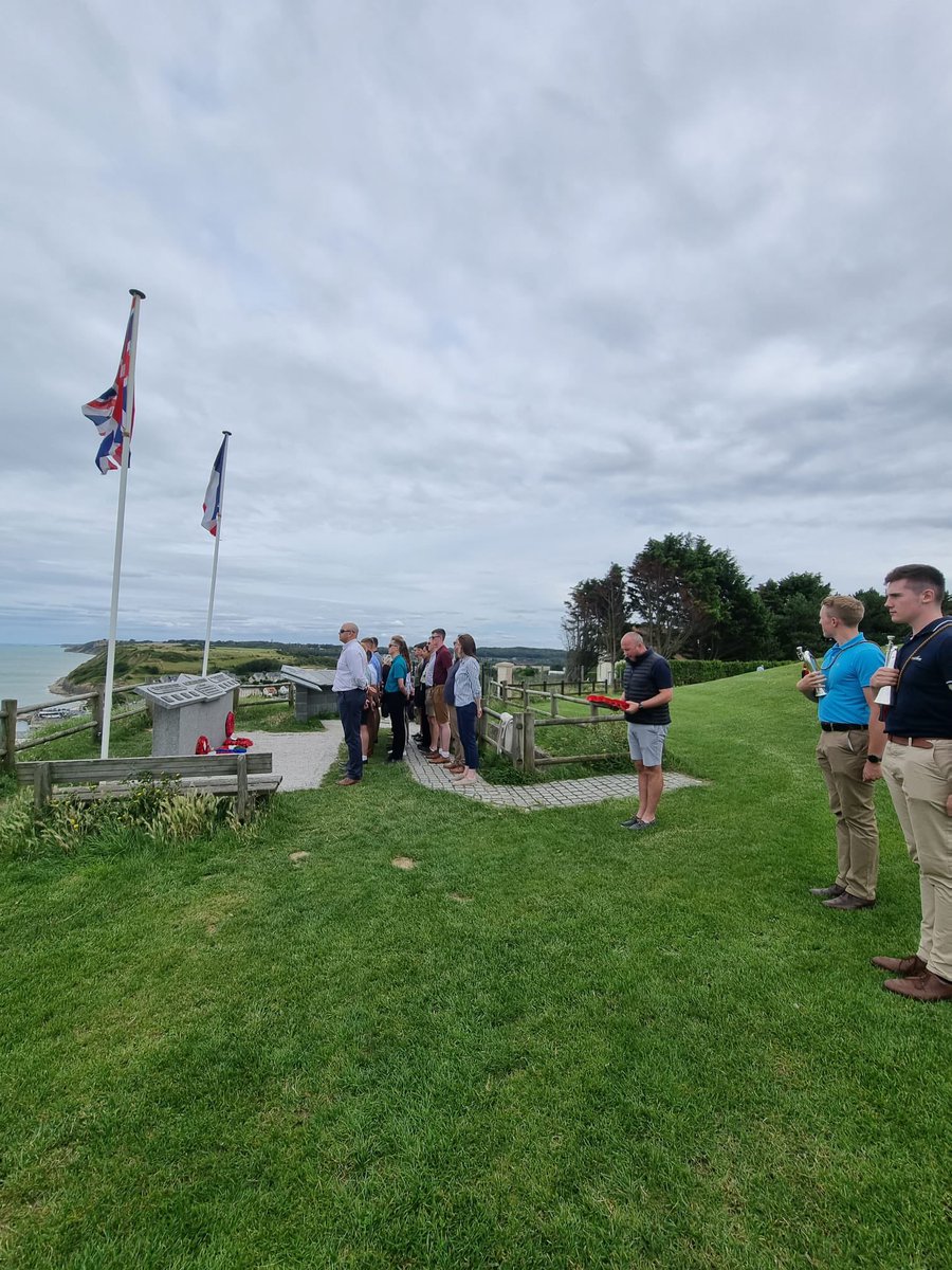 Fresh from the weekend, Tp 1/22 and instructors are visiting Normandy to learn about D-day. Visits to Bayeux Cemetery, Gold Beach and the 47 Cdo memorial at Port-En-Bessin, were marked by performances of the last post by our buglers. @RMBandService @HMNBPortsmouth @RMHistSociety