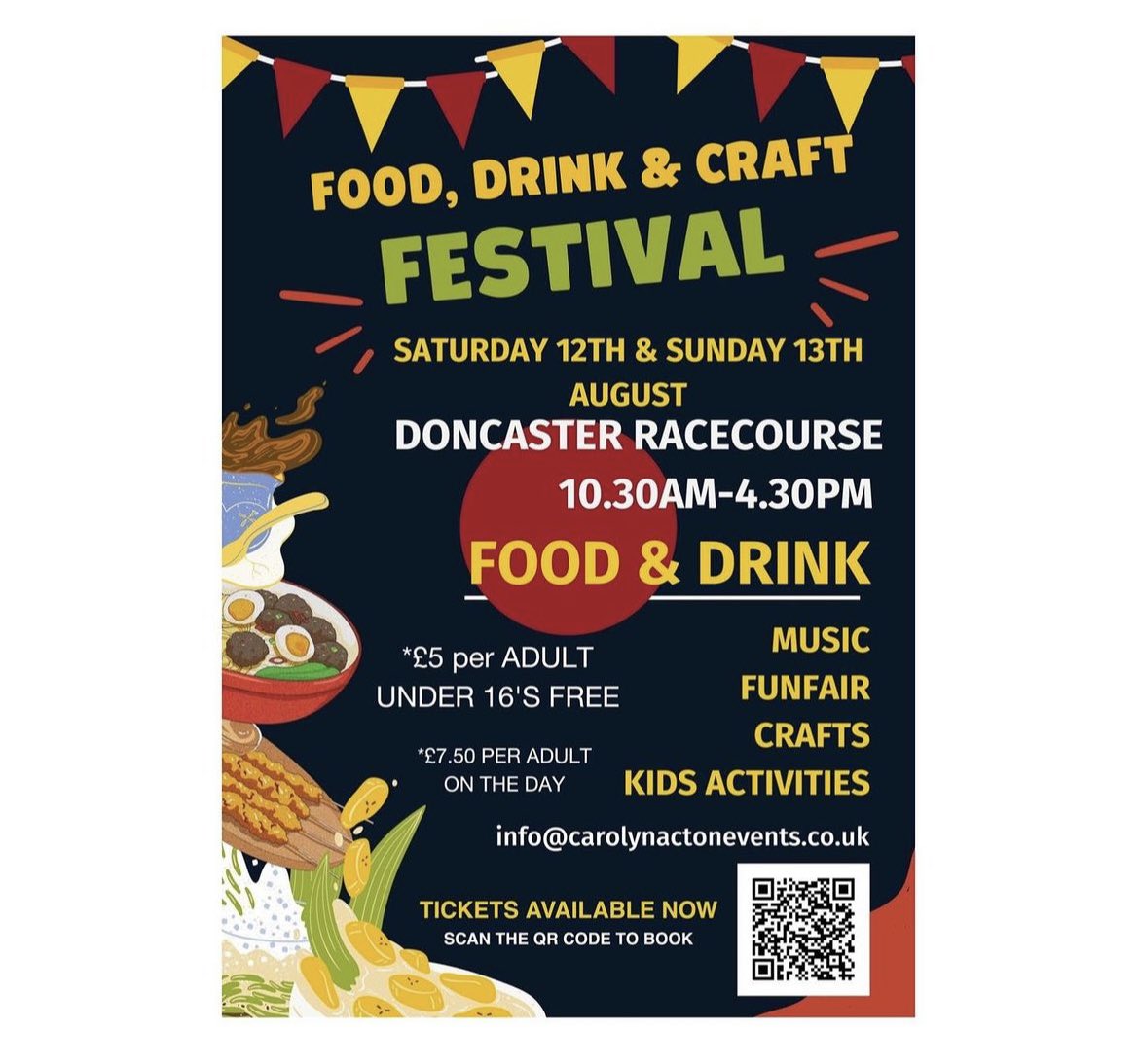 ***OFFER Half Price LIMITED tickets to our Doncaster Racecourse Food, Drink &amp; Craft Festival ***

That means it's just £2.50 for adults (and kids under 16 are free anyway.)

Scan the QR code &amp; use code Doncaster

  #Doncaster #doncasterraces #doncasterisgreat #doncasterevents