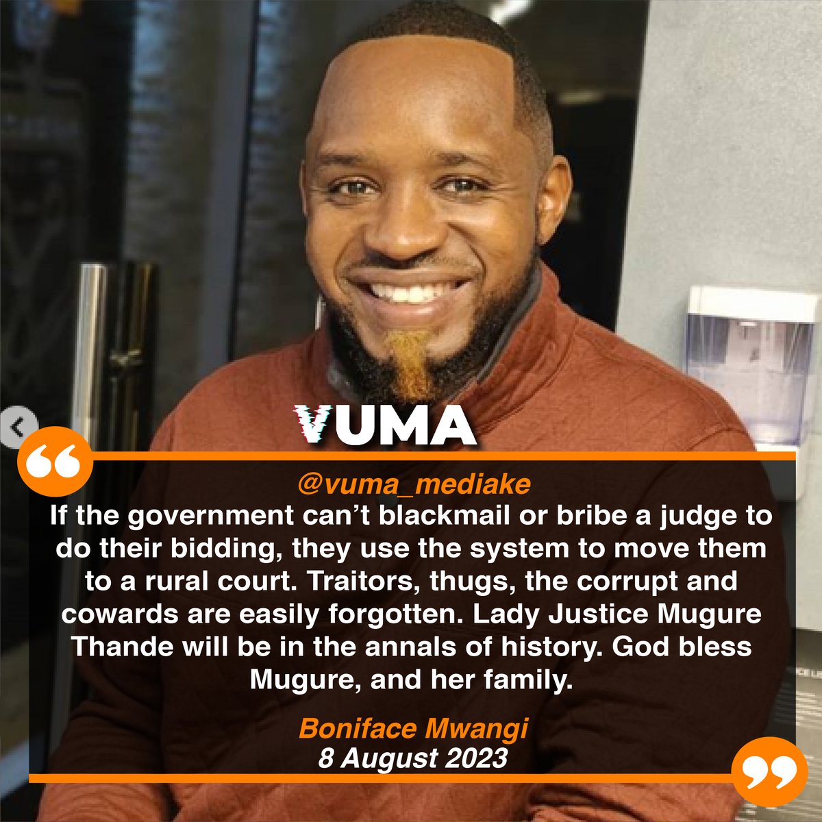vuma_mediake's tweet photo. Boniface Mwangi: If the government can’t blackmail or bribe a judge to do their bidding, they use the system to move them to a rural court.

#Barorot
#Lady #Justice #Mugure
#NJAARevolution https://t.co/QQPnfsf8fw