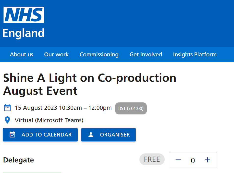 CNWLImprovement's tweet photo. Looking forward to joining our co-production colleagues at the Shine a Light on Co-production event hosted by @NHSEngland on 15 August where @CNWLNHS Expert by Experience from CRHTT MK will share their QI journey. Sign up here: https://t.co/KuXpaVXvM0 https://t.co/0S8e4luc1u