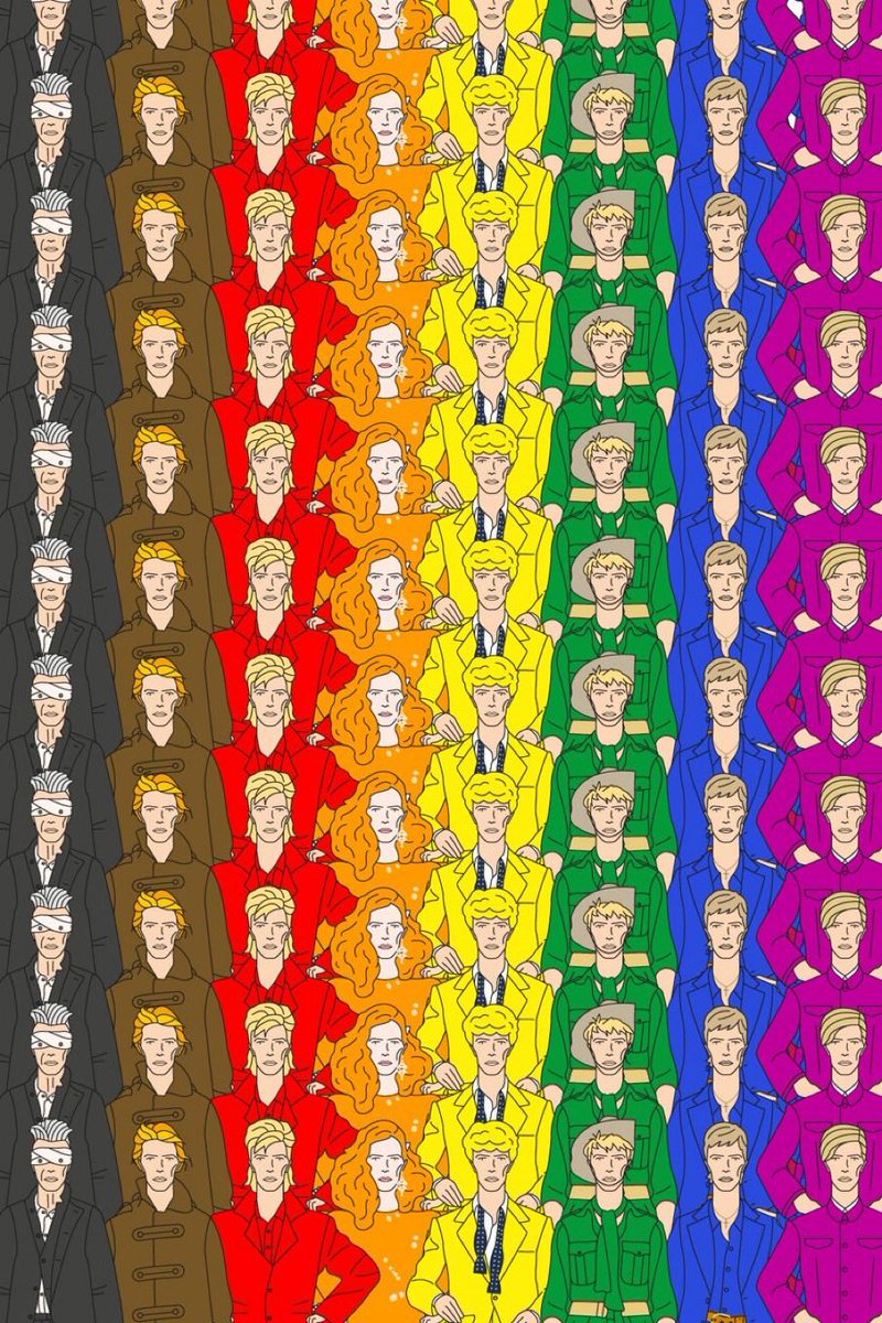 All the colours of the Bowie Rainbow ⚡️✨ 
#BowiePride #BowieAsArt ⁦@cartoonbowie⁩