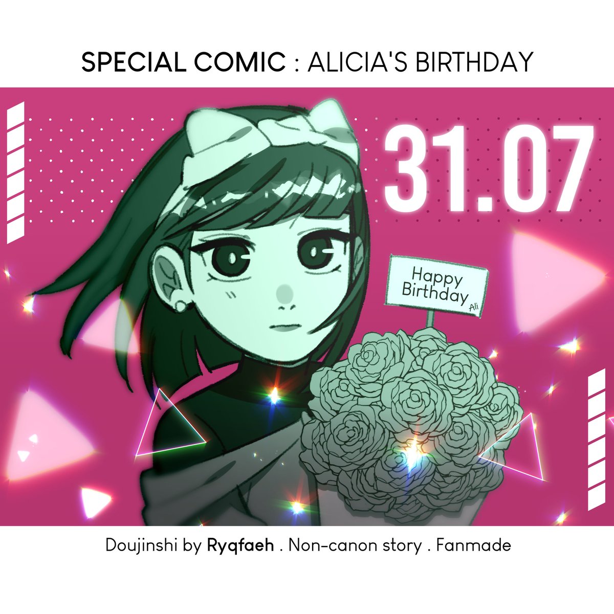 ryqfaeh's tweet photo. 【Special Comic】Files 001 :
— Happy Birthday, Alicia—! 🎊🎈
//❗DO NOT REPOST / STEAL MY ARTWORKS❗//
Another very late post. 💀💀💀
『Hashtag 』: 🕶️🕵🏻🐱
#ejenali #ejenalicia #alilicia #ARTvidence #fancomic #doujinshi #eafandom
(Part 1/4) https://t.co/MwzzcVATiG