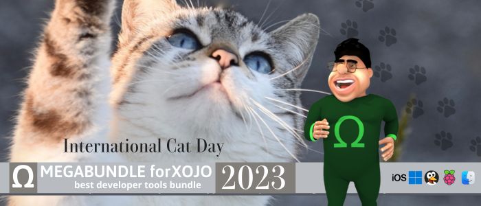 omegabundle's tweet image. August 8, 2023 is International Cat Day! Celebrate with the best combination of cross platform coding tools for macOS, Windows, Linux, #RaspberryPI & more of #Xojo & Omegabundle for Xojo 2023. #linuxdev #internationalcatday bit.ly/3QwlsxE