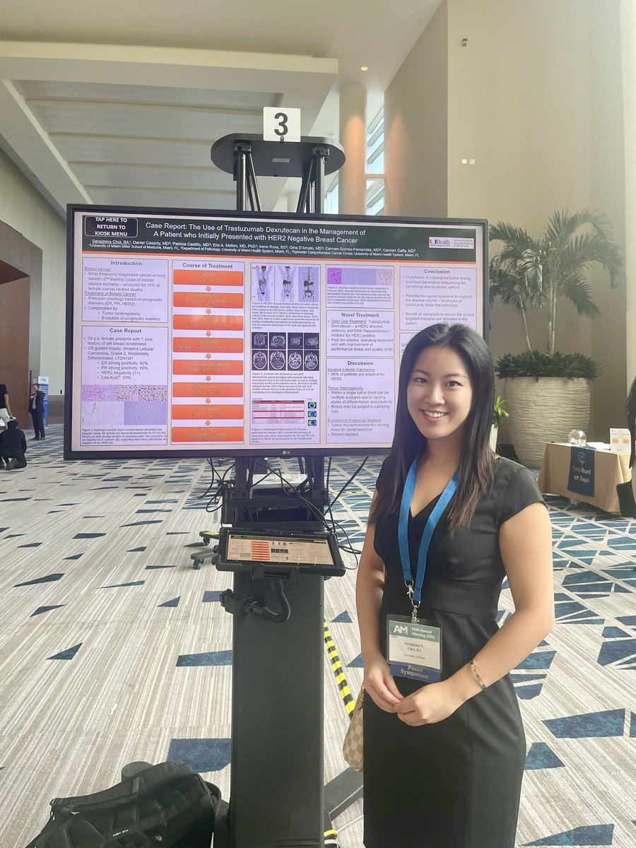 Honored to present a case report on the use of Enhertu for a patient who initially presented with HER2- breast cancer at @FloridaMedical #FMA2023. Special shout out to my mentor @CarmenCalfa