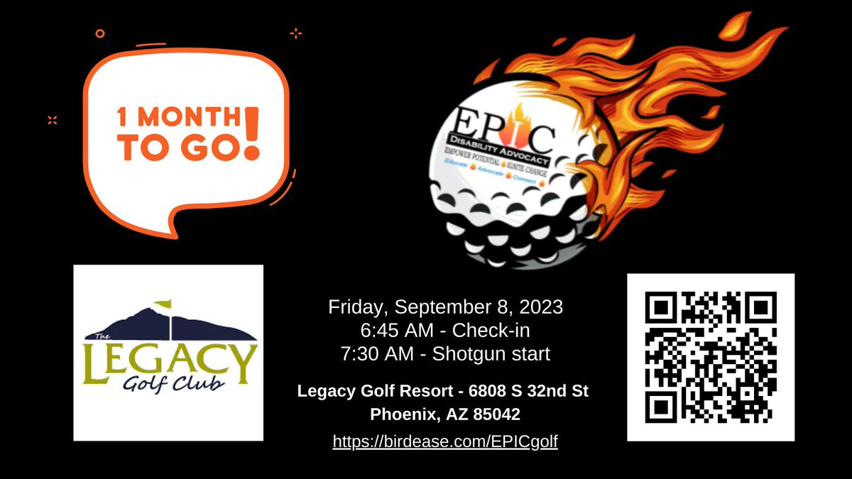 EPICDisability's tweet photo. ⛳ Calling all golf lovers! The countdown begins – only 1 month until our EPIC Golf Tournament. 🏆 Grab your friends and create a foursome for a fantastic day of golf, prizes, and Southwest Texas BBQ. Don't miss out – register today! 🏌️‍♀️ https://t.co/WCMrmZ6BH9 https://t.co/tgfbwyBNmk