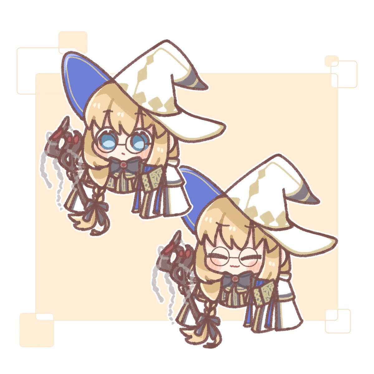 hat 1girl white headwear witch hat glasses blue eyes blonde hair  illustration images