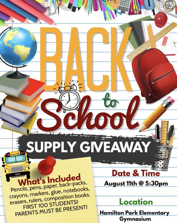 Back to school supply give away to @HPPMBobcats students. Meet the teacher night August 11th at 5:30 in the gym. @KeatonWallace22 @lyndseygammaro #TEAMHPPM #RISDWeAreOne