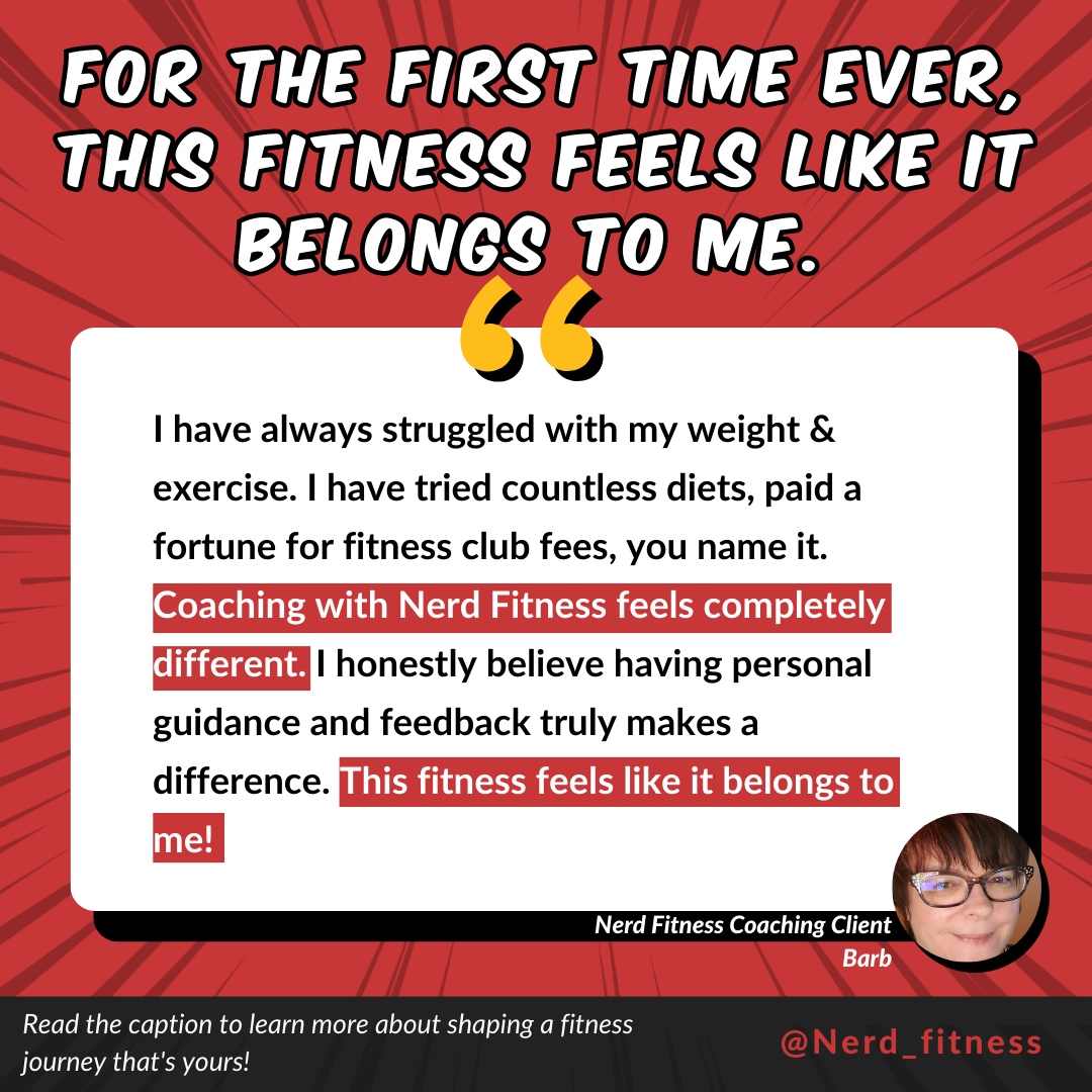 Ready to take control of YOUR fitness just like Barb? Click the link here to learn more about Nerd Fitness Coaching. bit.ly/3DJgp56
⁠