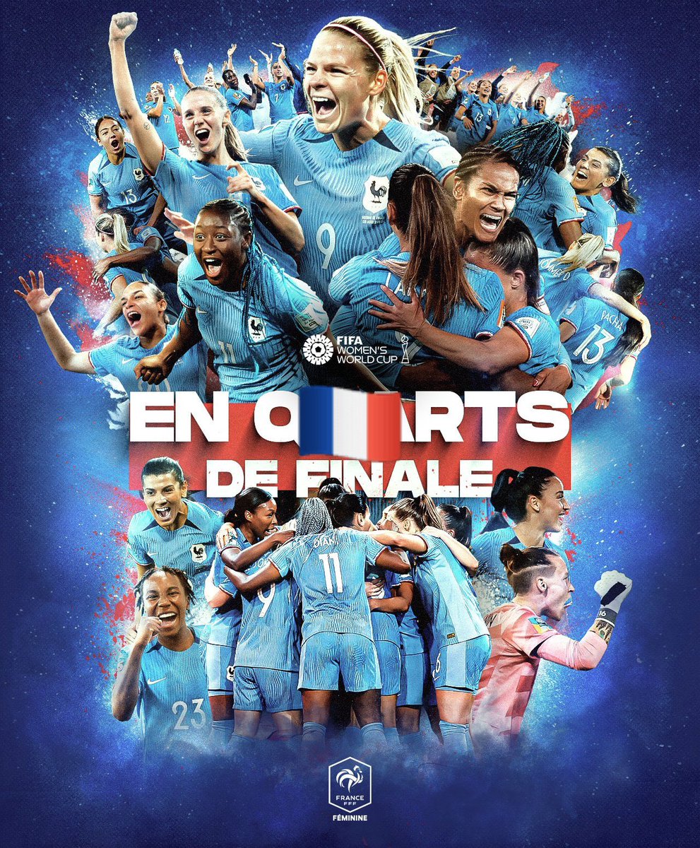 ⚽🇫🇷 Félicitations aux Bleues pour leur qualification en quart de finale de la #WomensWorldCup. On y croit !
#FiersdetreBleues
