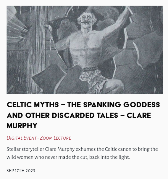 TheLastTuesdayS's tweet photo. Tonight's Lecture - Celtic Myths - The Spanking Goddess and Other Discarded Tales - Clare Murphy
#CelticMyths #Goddess #DiscardedTales #ClareMurphy @TheLastTuesdayS
https://t.co/LorJlHZMZf https://t.co/vEMOCkTduc