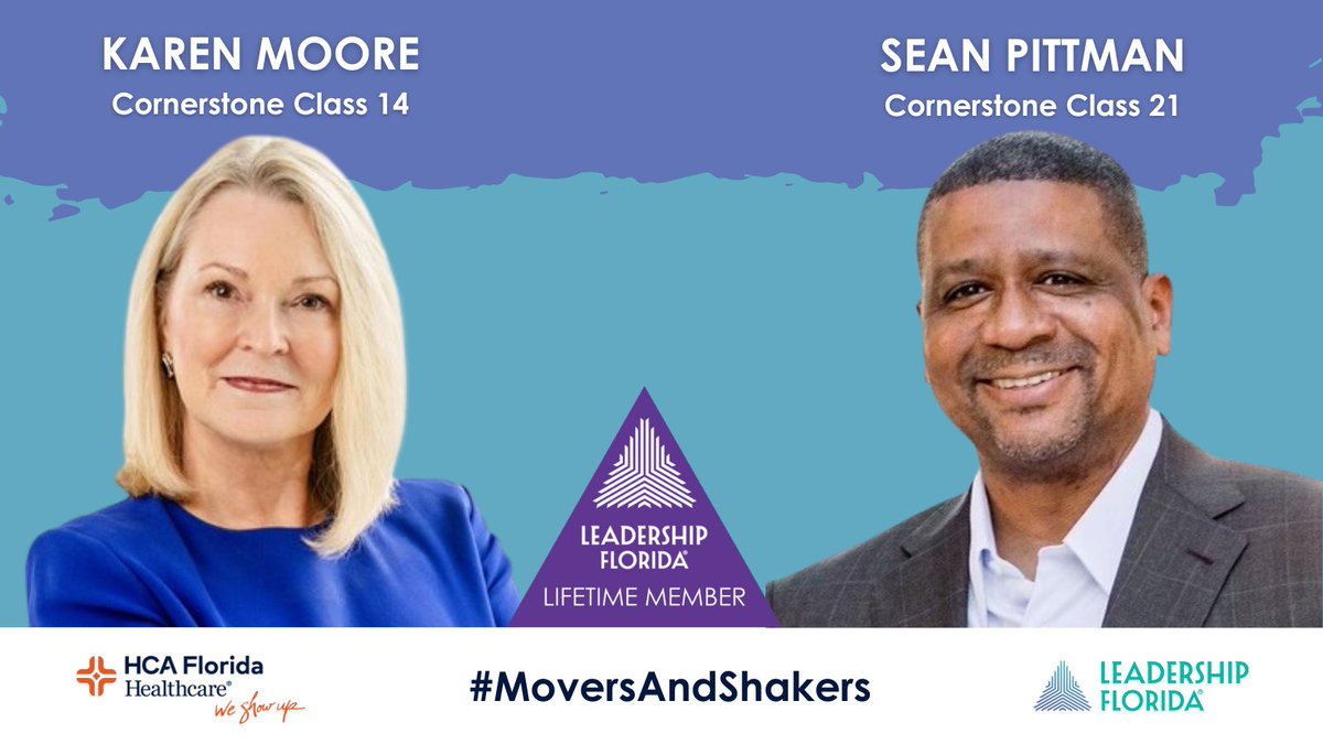 LeadershipFla's tweet photo. #NorthwestRegion member @ceokarenbmoore (#Cornerstone Class 14 #LifetimeMember) is the founding board chair for Tallahassee Collegiate Academy. #LifetimeMember @SeanPittman (#CornerstoneClass21 #Blackjack) also serves on the board.
Sponsor: @HCAFLHealthcare #MoversAndShakers https://t.co/SALwLCETuy