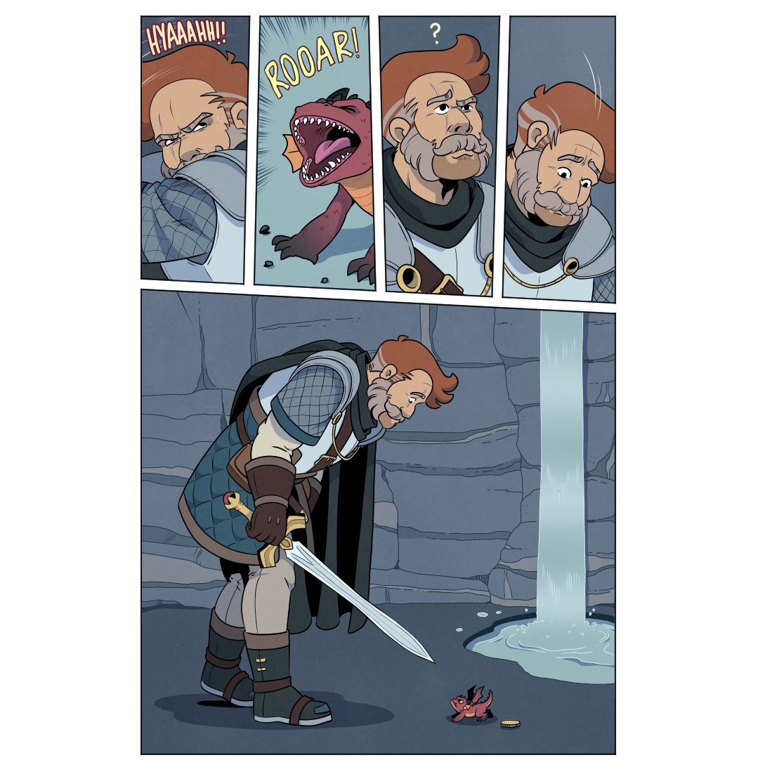PatchworkZine's tweet photo. Here are some snapshots from our new issue: @SarahDavidsonAr has a beautifully rendered wordless comic that tells the tale of a dragon hunter.

Read the full story in our new issue! Link in bio.

#comics #comiczine #patchworkzine #sequentialart #wordless #dragons #scadseqa https://t.co/m8XODjcjtK