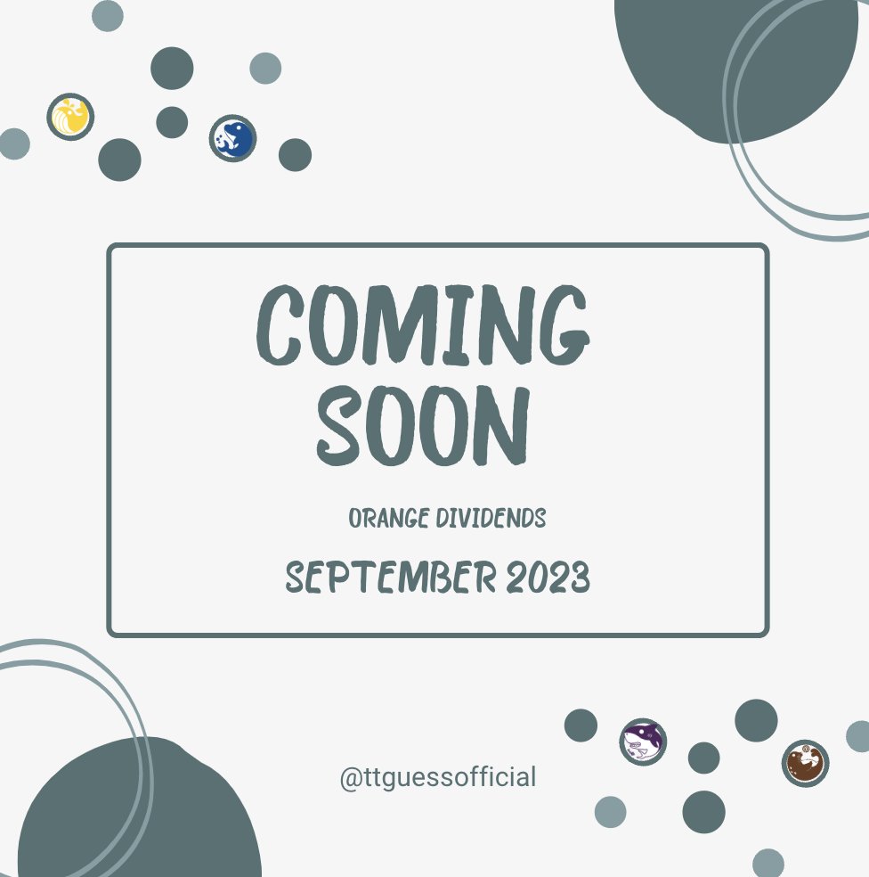 New Dividends is coming soon... 
BUY AND HOLD NOW!!
#TTGuess #OrangeDividends #September #StayTuned