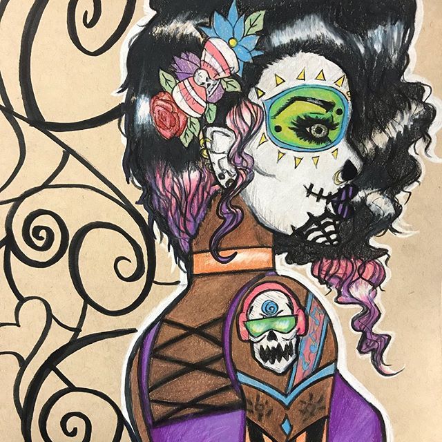 TheRedFaerie's tweet photo. Art of the Day: "Skull Girl". Buy at: https://t.co/EpOMzDkJpy https://t.co/LFIRBAGtWw