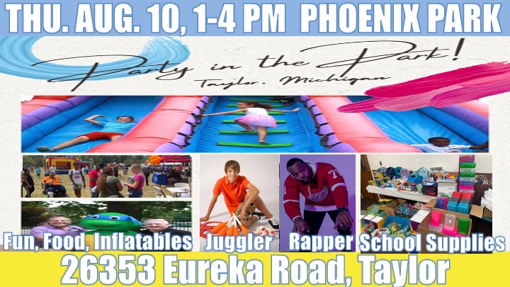 NewHope_AG_MI's tweet photo. This THU. Aug. 10 is our Back to School Party in Phoenix Park, Taylor 26353 Eureka on from 1-4 PM. Inflatables, Food Trucks and Back to School Program.We will be handing out School Supplies at display tables, offering Prayer, Water 
Sun. Aug. 13 Fun Day Backpacks &amp; Groceries! https://t.co/XTOJcbK5ml