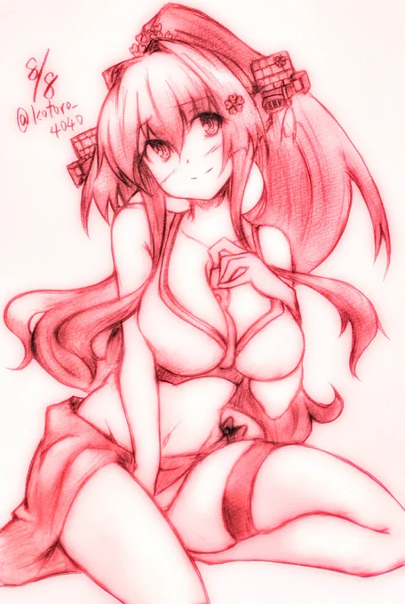 描いたから改中破出て #艦これ版深夜の真剣お絵描き60分一本勝負 #艦これ版真剣お絵描き60分一本勝負_20230808