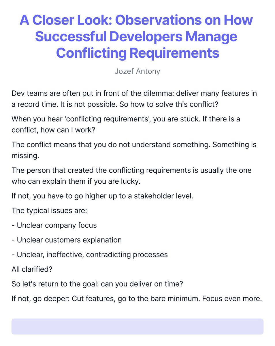 A Closer Look: Observations on How Successful Developers Manage Conflicting Requirements