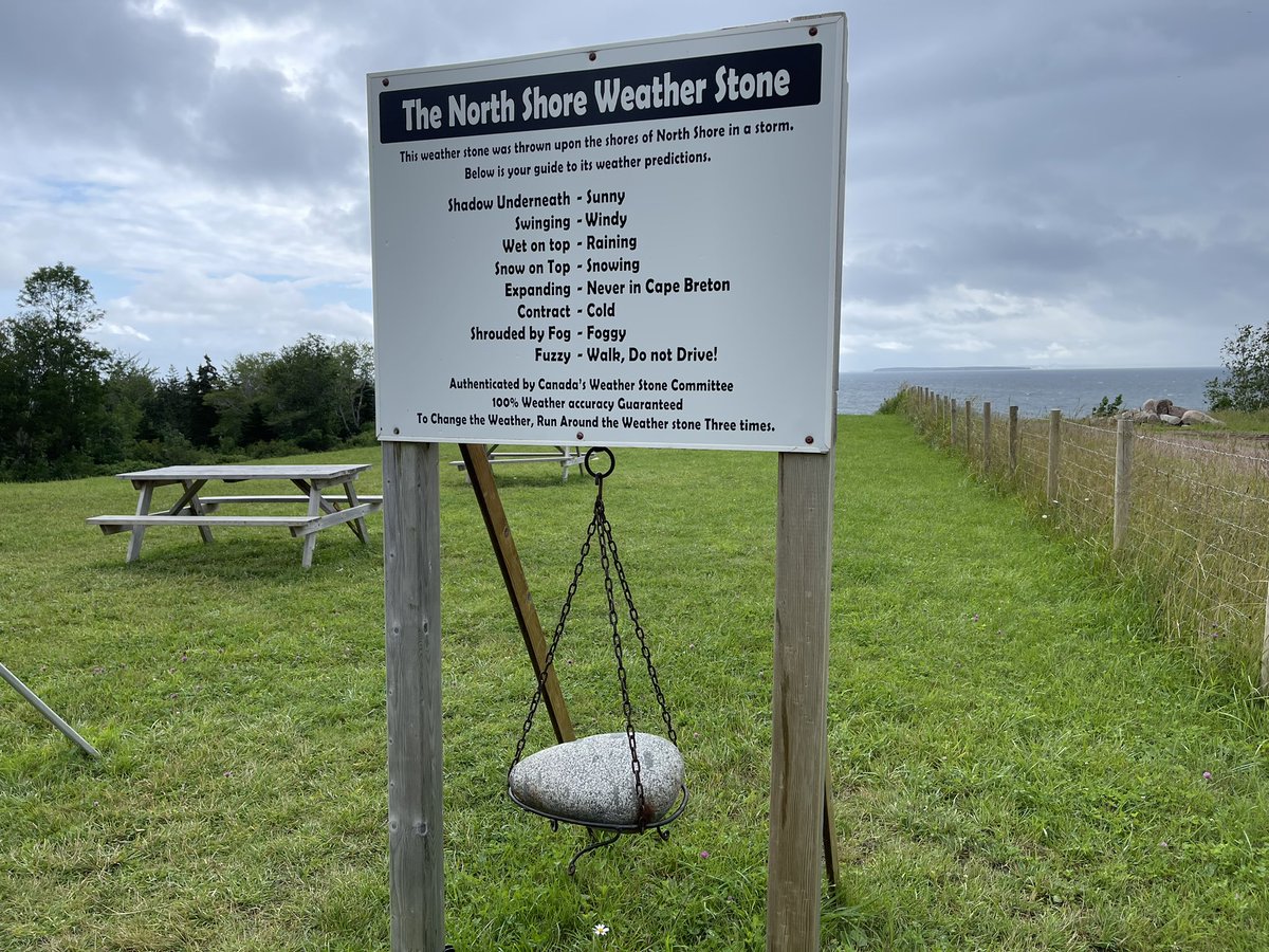 allistercanada's tweet photo. 100% accuracy guaranteed at the North Shore weather stone on Cape Breton. Hard to compete with that! 😂 #WeatherStone #NSwx https://t.co/D7hAHgHYLX