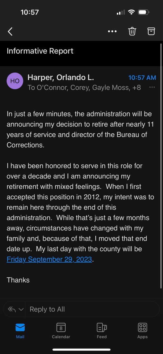 BREAKING: Orlando Harper is retiring from the Allegheny County Jail.