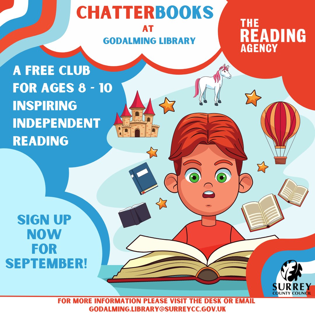 GodalmingLib's tweet photo. Want to encourage independent reading in your
child?
Join us for an hour of fun once a month, talking books, playing games and creating stories!
Go to our website (https://t.co/7ZUviflDBu) to
sign up or email us at
godalming.library@surreycc.gov.uk.
@SurreyLibraries
#godalming https://t.co/q7RoRgjREc
