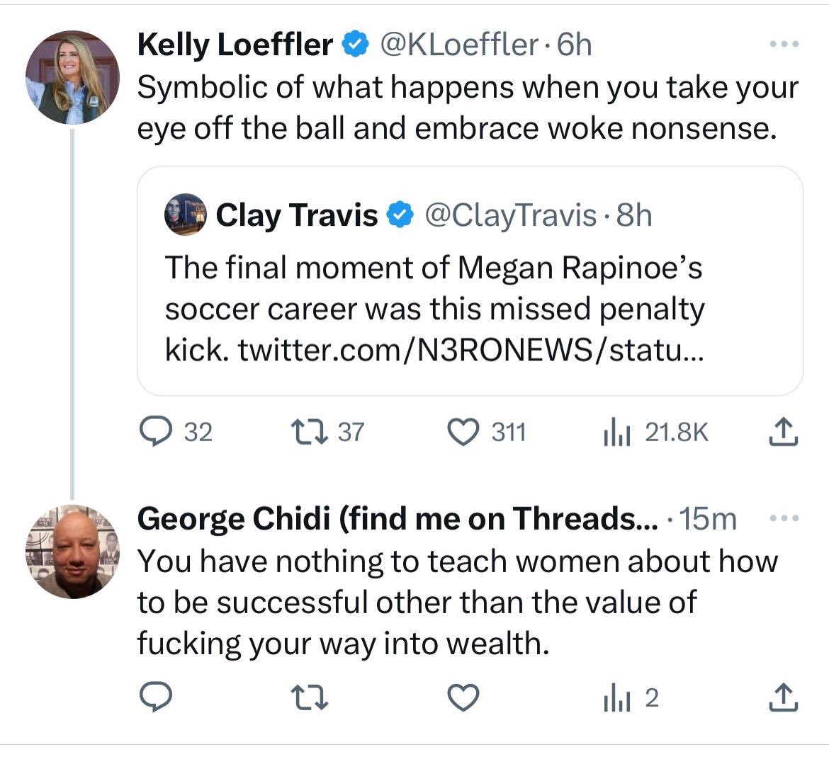 KLoeffler's tweet photo. Meet George Chidi - an activist reporter testifying in the Fulton County grand jury probe.

This is the type of witness that DA Fani Willis is using to deliver “justice” in the show trial against President Trump.

Vile. And sad. https://t.co/UWc2ll7JfZ