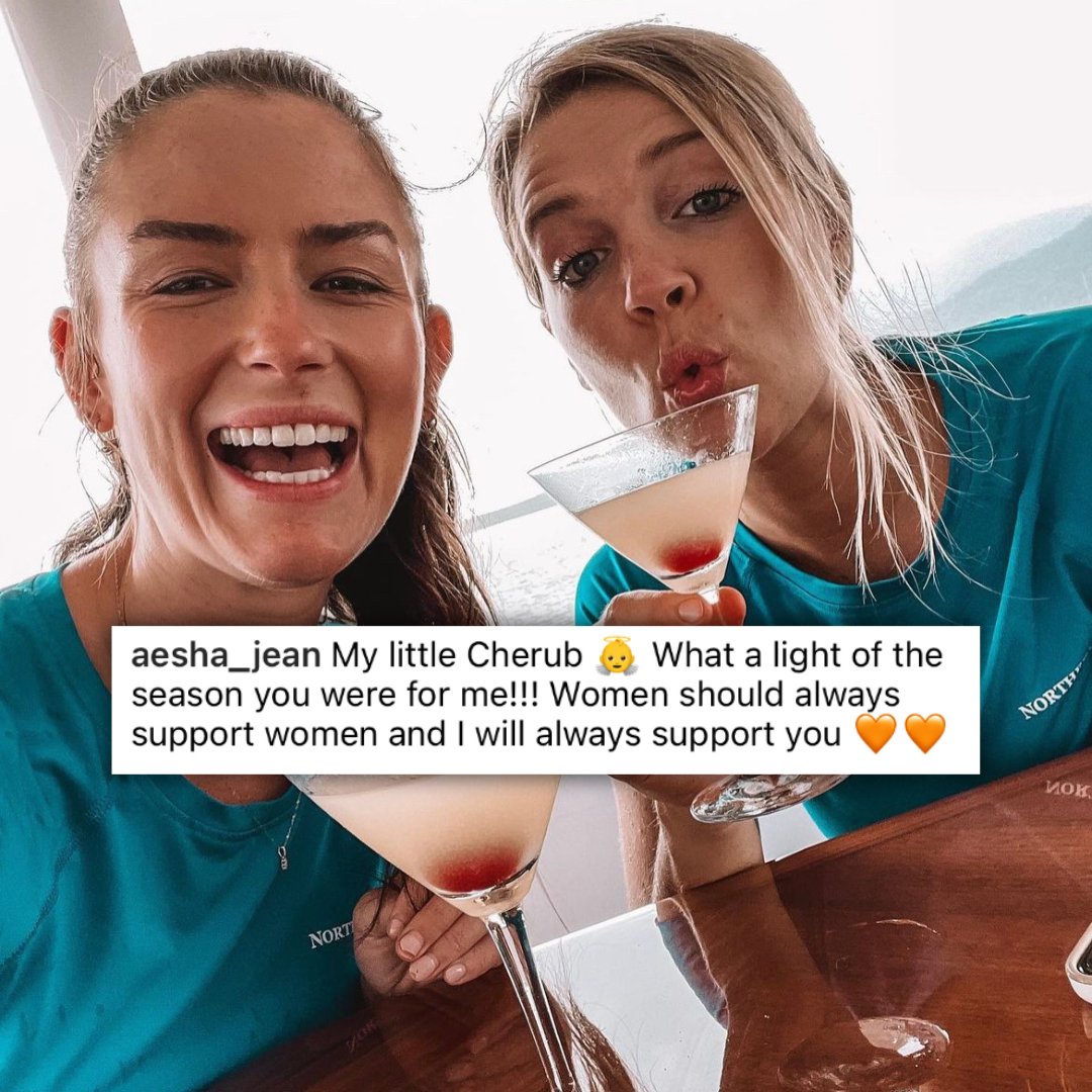 BelowDeckSailng's tweet photo. Aesha with a message of support for Margot after last night's episode. 🧡 #BelowDeckDownUnder https://t.co/NBjYW3i1ZJ