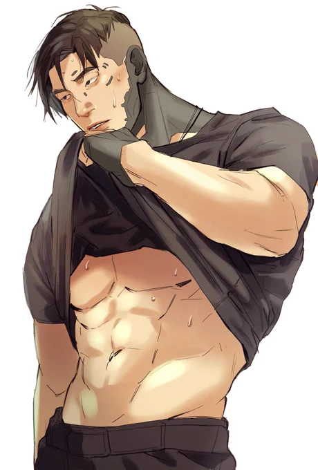 服で汗拭うとか平気でやりそうだな ってらくがき