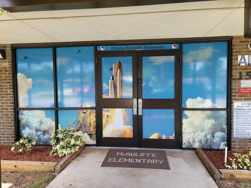 b2k12branding's tweet photo. Look at this new front door vinyl install we did at Christia McAuliffe Elementary last week 🔥 Who wants their school done next? Show off your school pride! 

#BPS #B2K12Beautification #B2K12LovesSchools https://t.co/KbjSX3lmEP