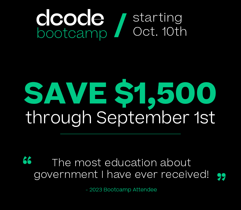 Dcode (@dcodethegov) on Twitter photo Expanding into the federal market? Don't miss this chance to save $1,500 on our 8-week program to build out your federal strategy. Register by September 1st and use code BOOTCAMP8
hubs.ly/Q01-mYPJ0
#govtech Expanding into the federal market? Don't miss this chance to save $1,500 on our 8-week program to build out your federal strategy. Register by September 1st and use code BOOTCAMP8
hubs.ly/Q01-mYPJ0
#govtech