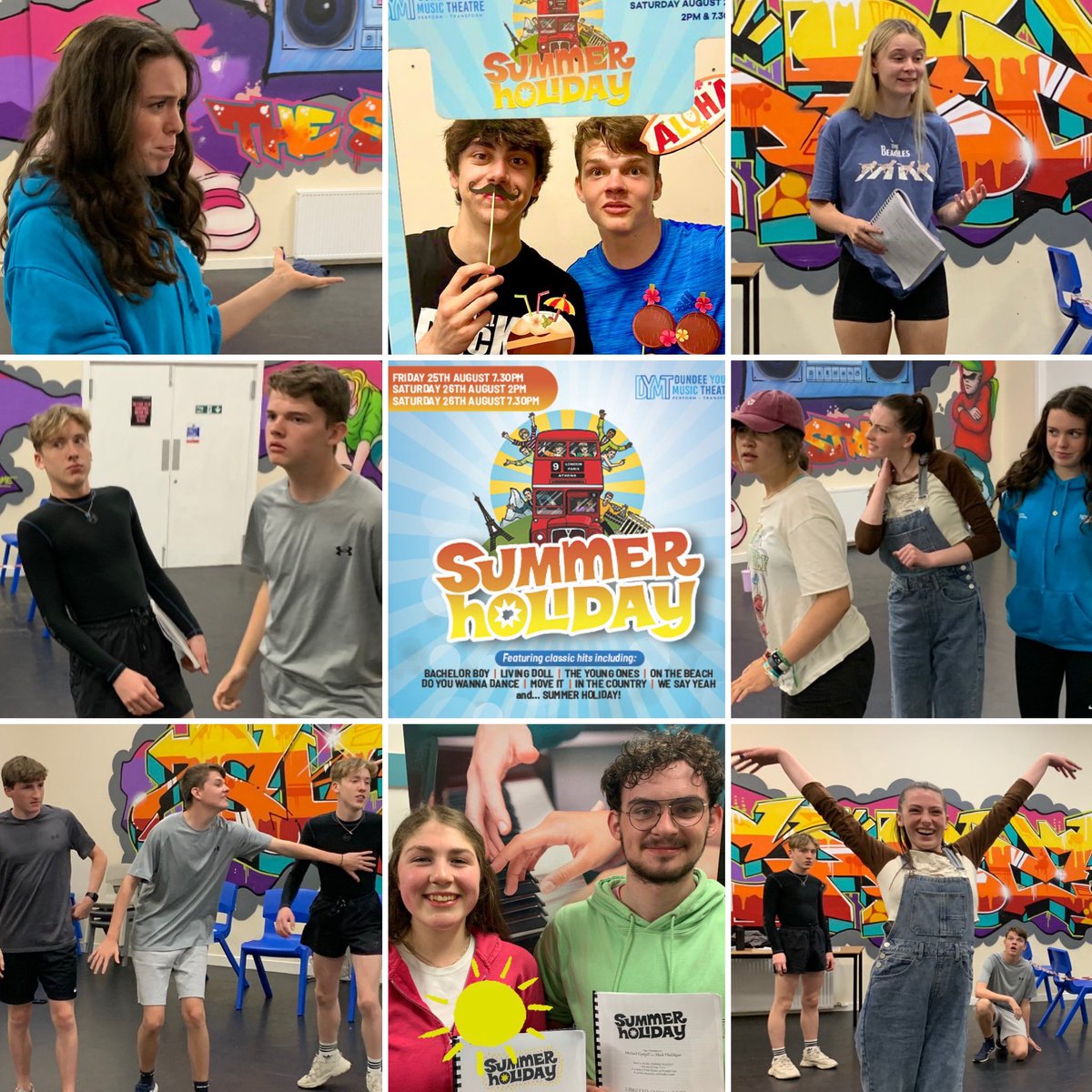 dymtdundee's tweet photo. We’re all going on a SUMMER HOLIDAY! Excitement is building in rehearsals as we get ready to present the biggest party in town at the @CairdHallDundee this August 🎶 Get your tickets today from https://t.co/IPfXwYdGgX @DundeeCouncil @DundeeCulture @courier_dundee @Evening_Tele https://t.co/jJyaRZDMGK