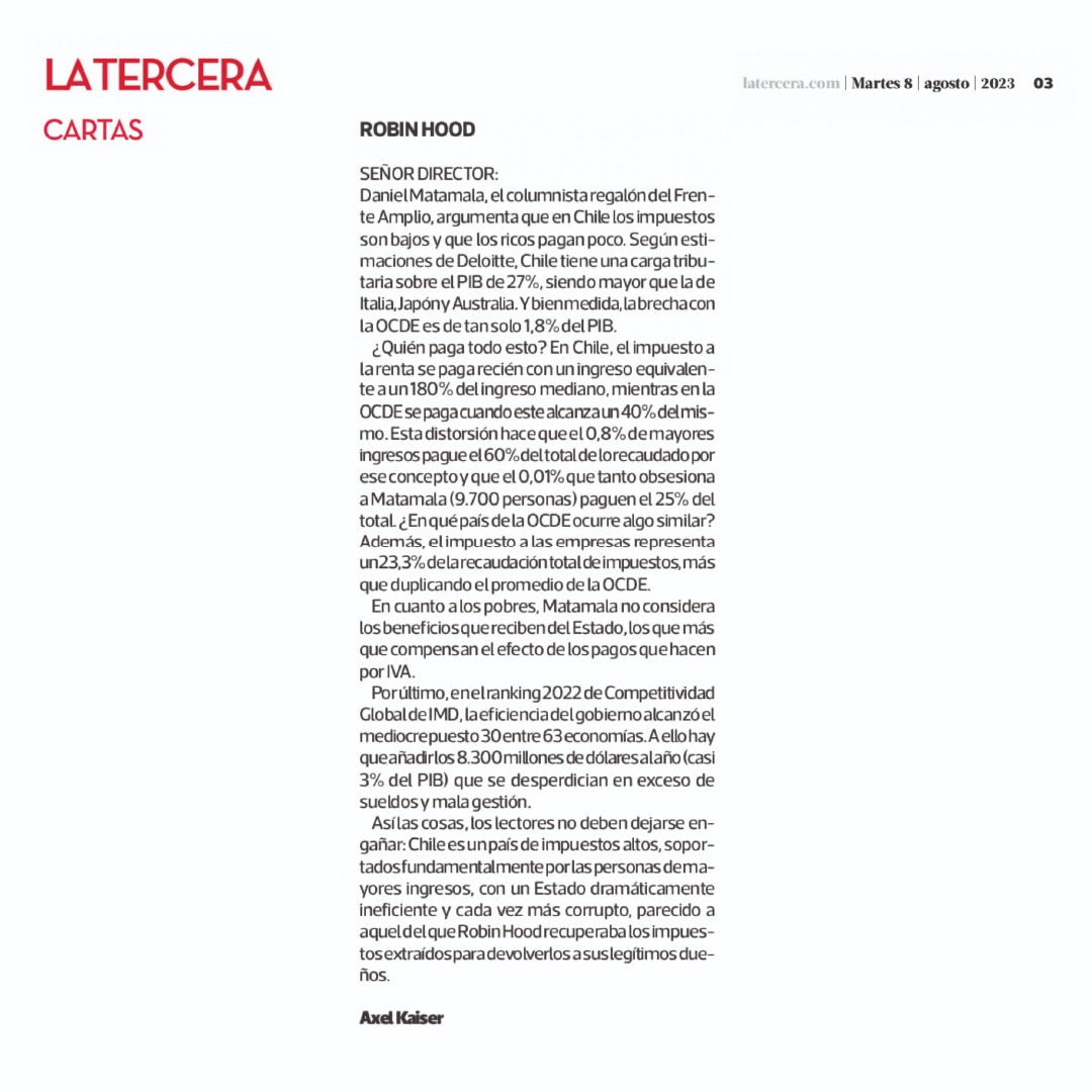 Hoy me tomé el trabajo de contestar a Matamala: