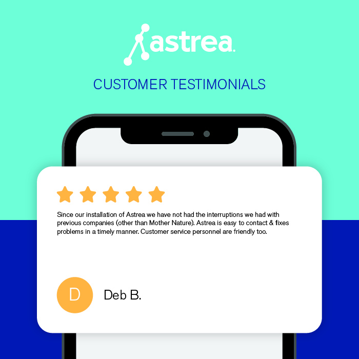 AstreaConnect's tweet photo. Searching for an Internet local Internet provider that connects you with speeds up to 1Gig and top notch customer service? Look no further. See what our customers are saying about us. Search your address to see if you qualify for Astrea service: https://t.co/PAzYbCoc05. https://t.co/T7HGxB7sAT